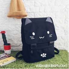 Canvas Backpack,Coofit Cartoon Cute Cat Casual Backpack Laptop Backpack School Travel Black Backpack Bag for Student Girls Women